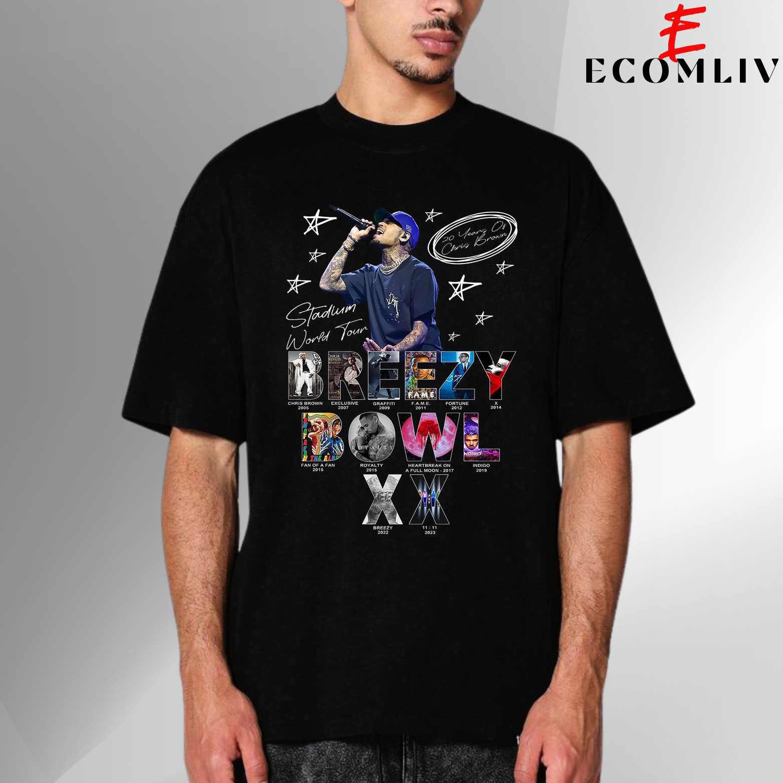 Breezy Bowl Xx Concert Tee, Chris Brown Global Tour Shirt, Icon Drop